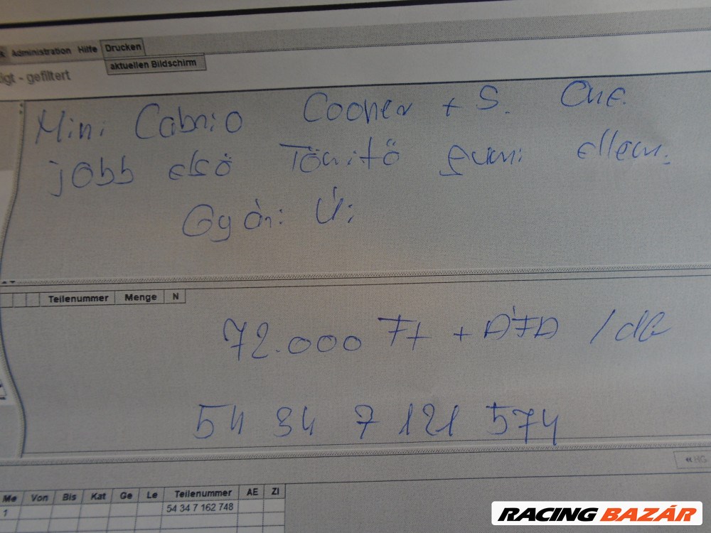 [GYÁRI ÚJ] MINI - Cabrio Cooper + S One - Jobb Első Tömítő gumielem  3. kép